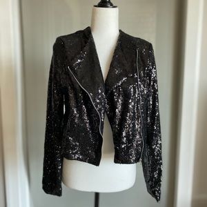 Sequin Moto Jacket - size 8 NWT